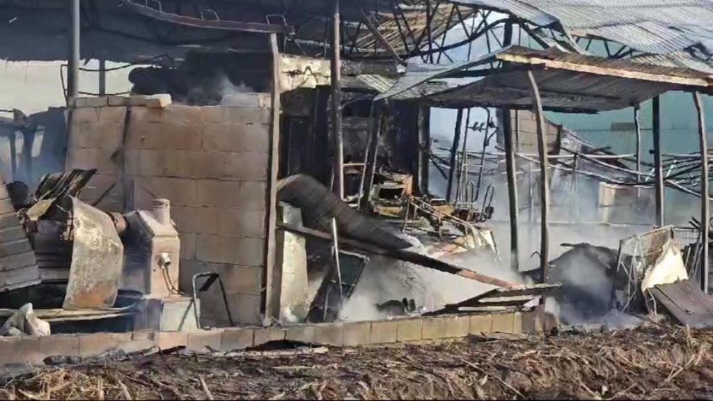 Pericol de explozie dupa un incendiu la o hala a unei ferme agricole din Alba In zona sunt 4 tone de azotat