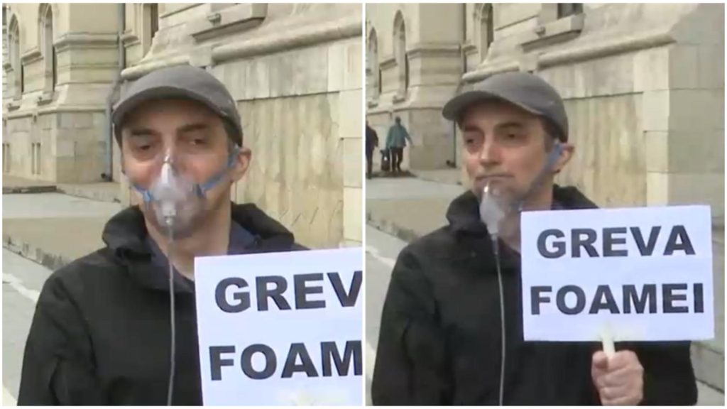 Barbat in greva foamei la usa lui Nicusor Dan Un om cu doua dosare penale nu poate fi presedintele Romaniei